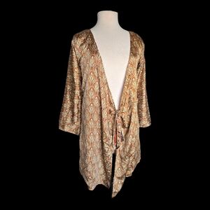 Jezebel Silk Vibrant Orange and Black Kimono